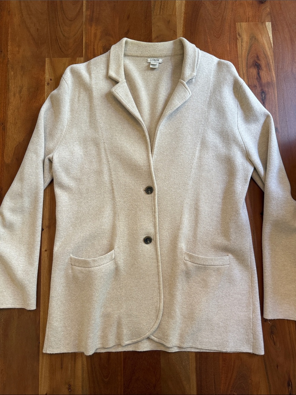 J. Crew Women’s Cream Knit Blazer Jacket with Patch Pockets Size Large.